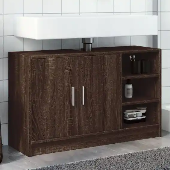 Kup online Szafka pod umywalkę, brązowy dąb, 90x29x55 cm Lumarko! - Hurtownia wielobranżowa Lumarko
